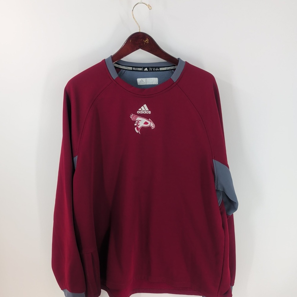 Pierce College Raiders Adidas Mens‎ Maroon Red Gray Pullover Sweatshirt Size XL
